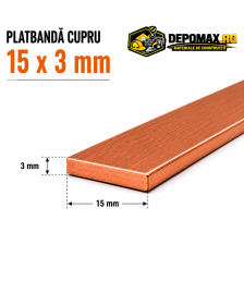 Platbanda cupru 15 x 3 mm – lungime 4 metri – EN Cu-ETP